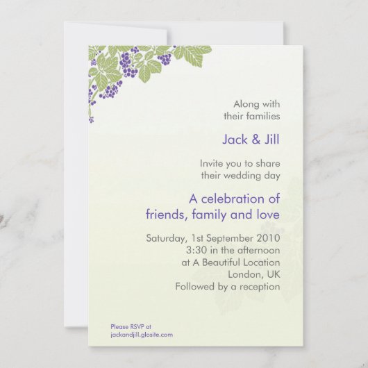 Trauben-12x18 Einladung (Vorderseite)