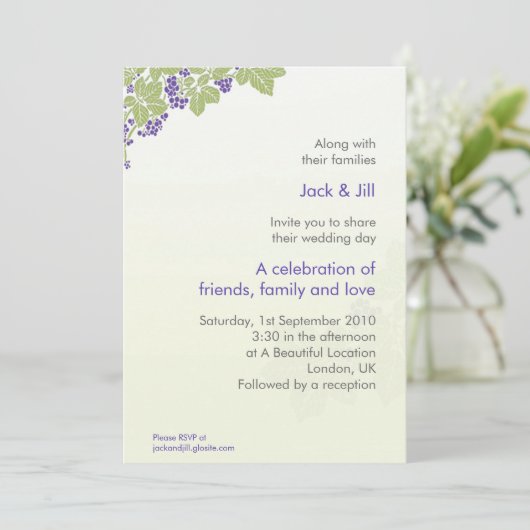 Trauben-12x18 Einladung (Stehend Vorderseite)