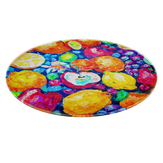 Trauben, Apfel- und Zitrusfrüchte. Jetzt kaufen Schneidebrett (Ecke)