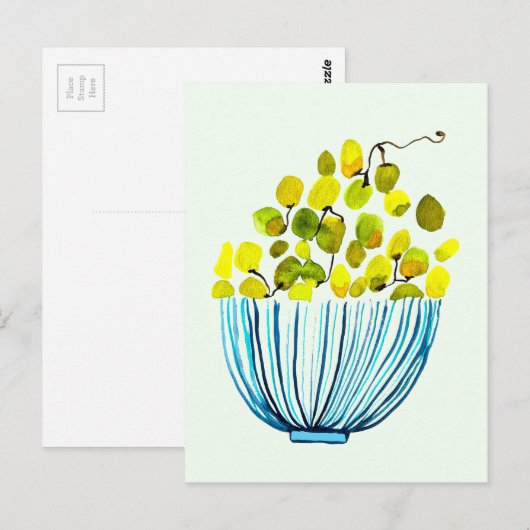 Trauben Aquarellfrucht Postkarte (Vorne/Hinten)