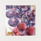 Trauben-Aquarellkarte Wandteppich (Vorderseite (Horizontal))