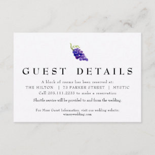 Trauben auf der Weinbaukarte - Detail Hochzeitskar Begleitkarte