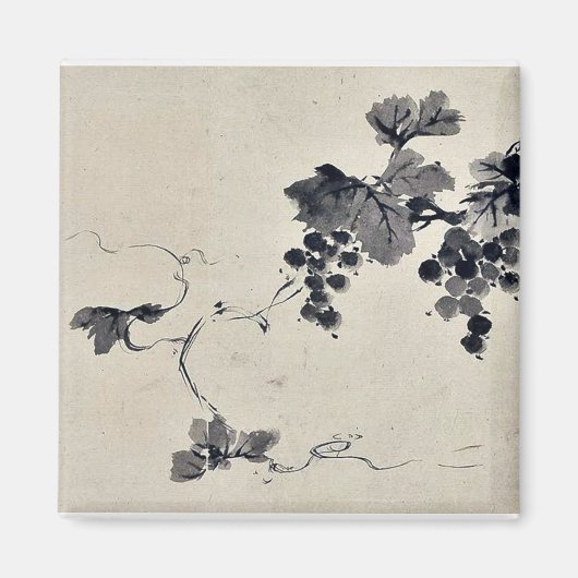 Trauben auf einem Wein Ukiyo-e. Magnet (Vorne)