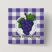 Trauben auf Kariertem Violett - Glückliches Ernted Button (Vorderseite)