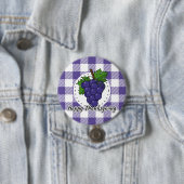 Trauben auf Kariertem Violett - Glückliches Ernted Button (Beispiel)