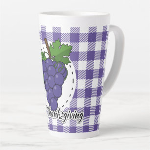 Trauben auf Kariertem Violett - Glückliches Ernted Milchtasse