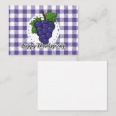 Trauben auf Kariertem Violett - Glückliches Ernted Mitteilungskarte (Vorne/Hinten)
