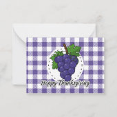 Trauben auf Kariertem Violett - Glückliches Ernted Mitteilungskarte (Vorderseite)