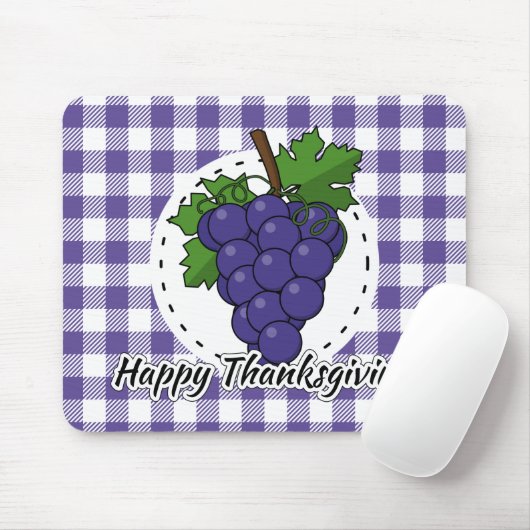 Trauben auf Kariertem Violett - Glückliches Ernted Mousepad (Mit Mouse)