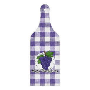 Trauben auf Kariertem Violett - Glückliches Ernted Schneidebrett