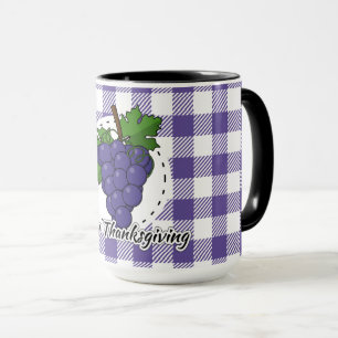 Trauben auf Kariertem Violett - Glückliches Ernted Tasse