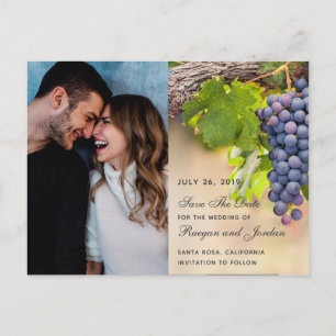 Trauben auf Rebflächen Foto Save the Date Karte