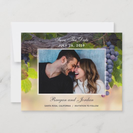 Trauben auf Rebflächen Foto Save the Date Karte (Vorderseite)