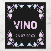 Trauben auf schwarzem Etikett (Einzelnes Label)