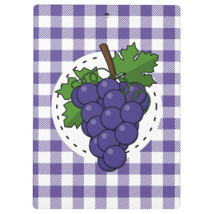 Trauben auf weißem violettem Karo Klemmbrett