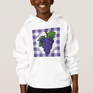 Trauben auf weißem violettem Karomuster Hoodie