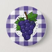 Trauben auf Weißviolett Kariert Button (Vorderseite)
