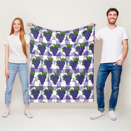 Trauben auf Weißviolett Kariert Fleecedecke (Beispiel)