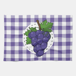 Trauben auf Weißviolett Kariert Geschirrtuch