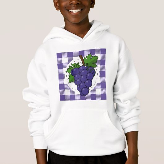 Trauben auf Weißviolett Kariert Hoodie (Vorderseite)