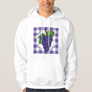 Trauben auf Weißviolett Kariert Hoodie