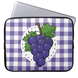 Trauben auf Weißviolett Kariert Laptopschutzhülle
