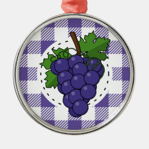Trauben auf Weißviolett Kariert Ornament Aus Metall