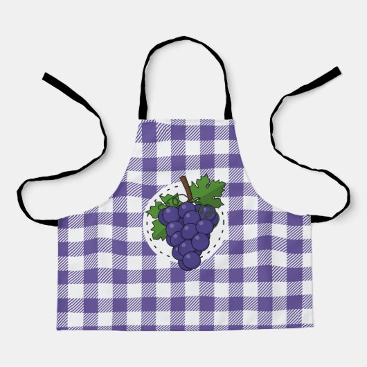 Trauben auf Weißviolett Kariert Schürze (Vorderseite)