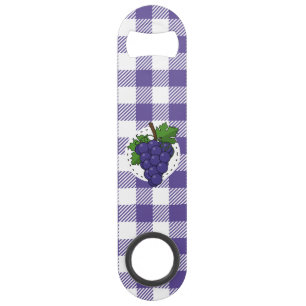 Trauben auf Weißviolett Kariert Speed Flaschenöffner