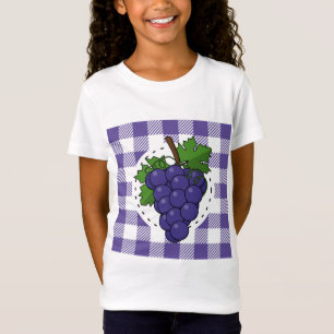 Trauben auf Weißviolett Kariert T-Shirt