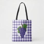 Trauben auf Weißviolett Kariert Tasche (Vorderseite)