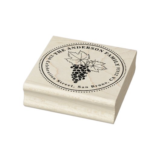 Trauben | Benutzerdefinierter Familienname & Round Gummistempel (Stempel)