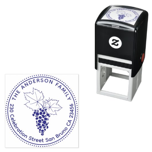 Trauben | Benutzerdefinierter Familienname & Round Permastempel (Beispiel)