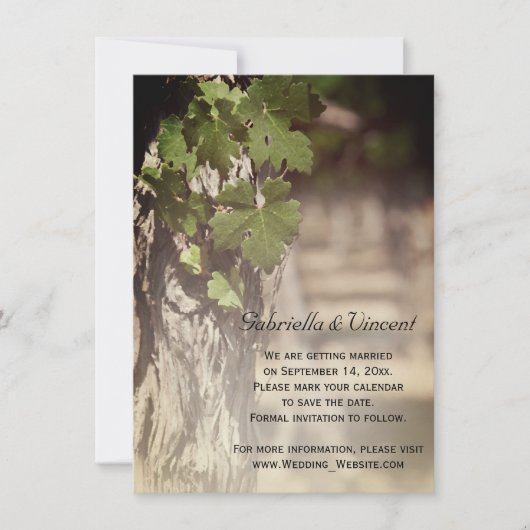 Trauben Blätter Weingartenhochzeit Sichern Sie das Einladung (Vorderseite)
