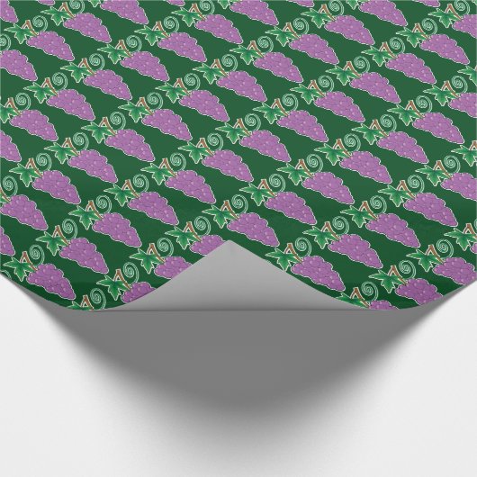 Trauben-Bündel-lila Trauben auf Grün Geschenkpapier (Ecke)