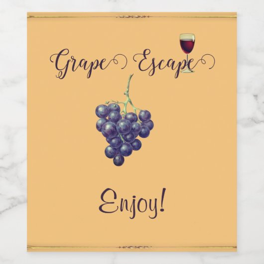 Trauben Deep Creme Weinetikett (Einzelnes Label)