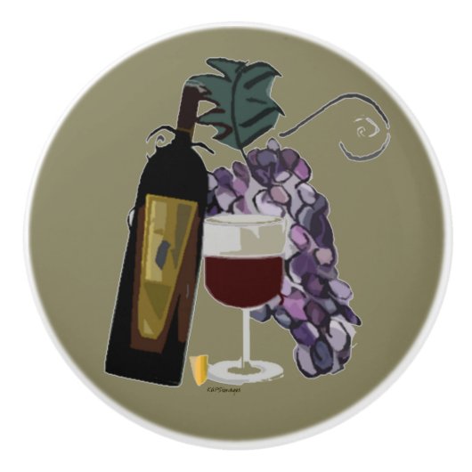 Trauben des Wein-n Keramikknauf (Vorderseite)