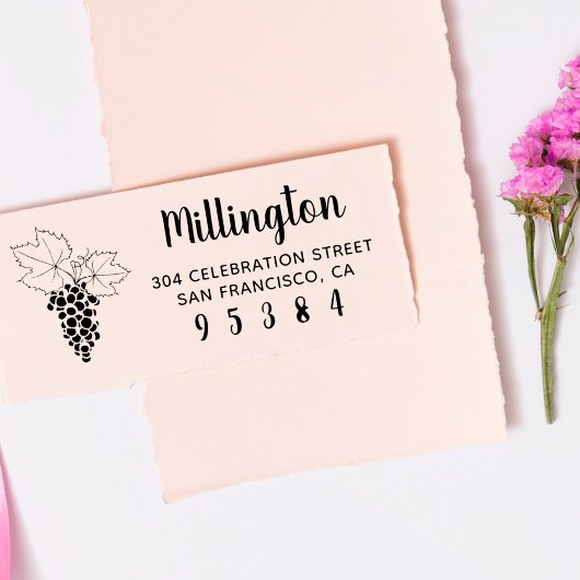 Trauben | Familienname, Script und Rücksendeadress Permastempel