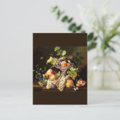 Trauben Frucht Bird Still Life Malerei Postkarte (Stehend Vorderseite)
