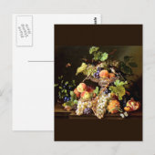 Trauben Frucht Bird Still Life Malerei Postkarte (Vorne/Hinten)