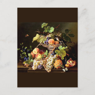 Trauben Frucht Bird Still Life Malerei Postkarte