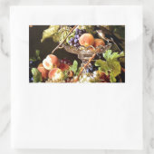 Trauben Frucht Bird Still Life Malerei Rechteckiger Aufkleber (Tasche)