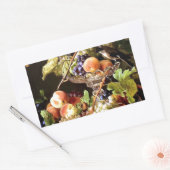 Trauben Frucht Bird Still Life Malerei Rechteckiger Aufkleber (Umschlag)