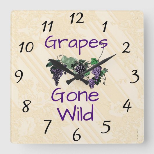 Trauben Gone Wild Wall Clock Quadratische Wanduhr (Vorderseite)