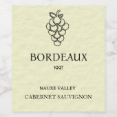 Trauben Illustriert Creme Hintergrund Weinetikett  (Einzelnes Label)