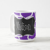 Trauben-lila Giraffen-Tierdruck; Tafelblick Kaffeetasse (Vorderseite Links)