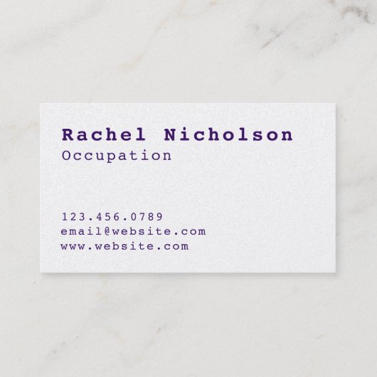 Trauben Lila & weiße Minimal Schlichte Schreibmasc Visitenkarte (Rückseite)