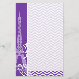 Trauben Lila Zickzack Streifen; Paris Briefpapier