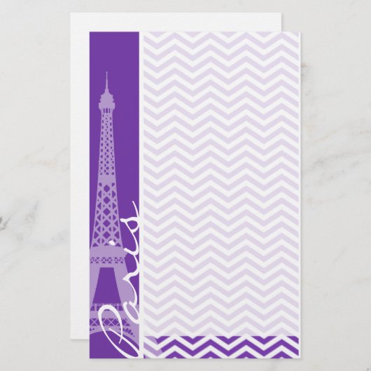 Trauben Lila Zickzack Streifen; Paris Briefpapier (Vorne/Hinten)