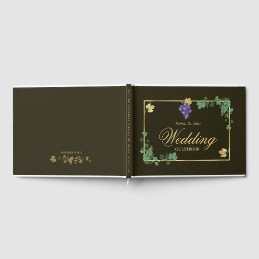 Trauben mit Goldrahmen-Gästebuch Gästebuch (Voll)